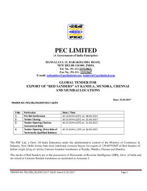 Fillable Online Fillable Online Fci Gov Tender Floated By Pec Of