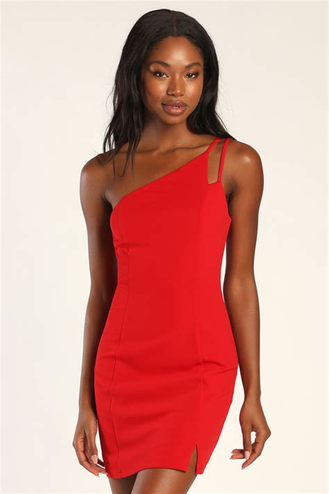 Red Mini Dress One Shoulder Mini Dress Sexy Red Dress Lulus