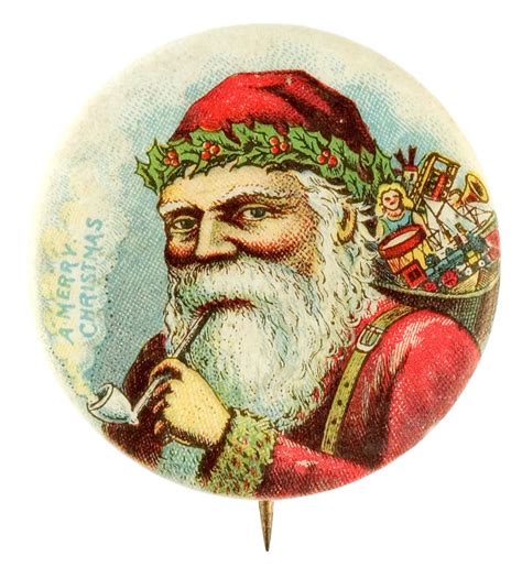 Hakes Graphic Early Santa Image With Pipe Smoke Reading A Merry