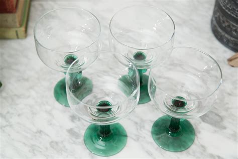 Vintage Cactus Margarita Glasses - Southwestern Mexican Green Stem ...