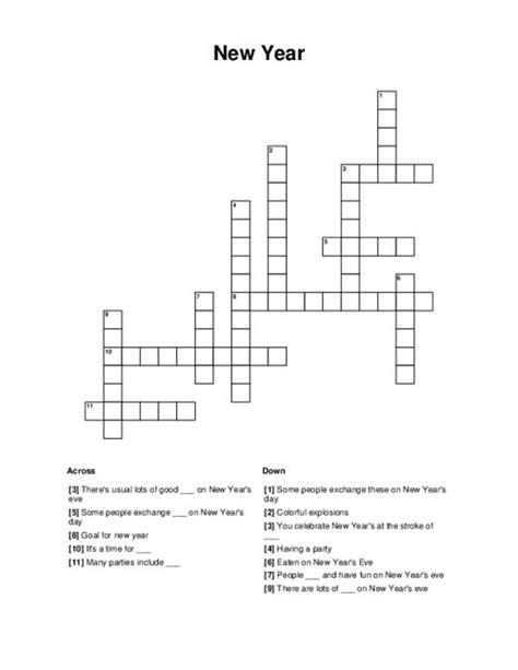 New Year Crossword Puzzle