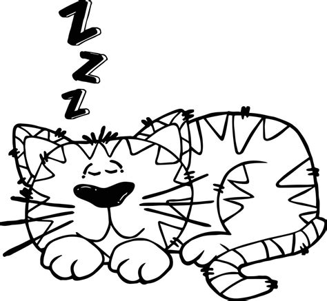 Sleeping Cat Coloring Page - Wecoloringpage.com