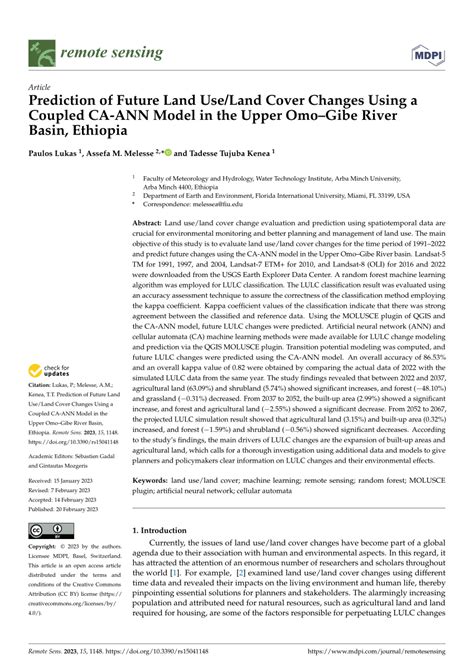 Pdf Prediction Of Future Land Use Land Cover Changes Using A Coupled