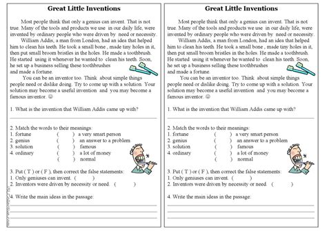 Inventions Reading For Detail Deep English ESL Worksheets Pdf Doc