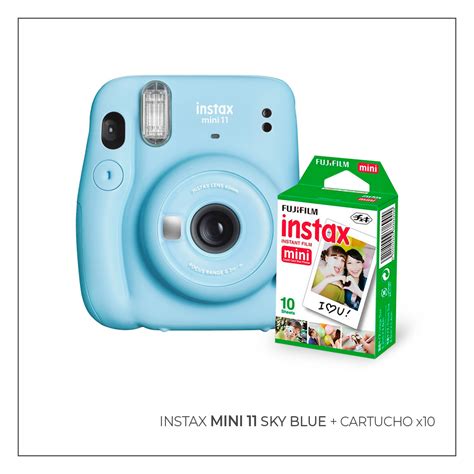 Fujistore Cámara Instax Mini 11 Sky Blue Cartucho x10 GRATIS