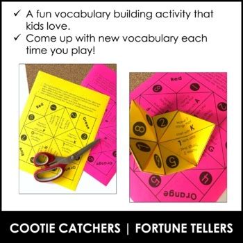 Esl Vocabulary Building Fortune Tellers Name Two Nouns Tpt