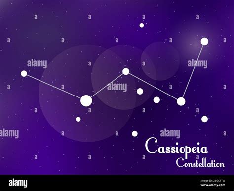 Cassiopeia constellation. Starry night sky. Cluster of stars, galaxy. Deep space. Vector ...