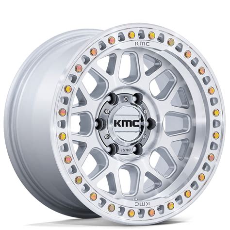 18 KMC Wheels KM549 GRS Gloss Silver With Machined Face Off Road Rims