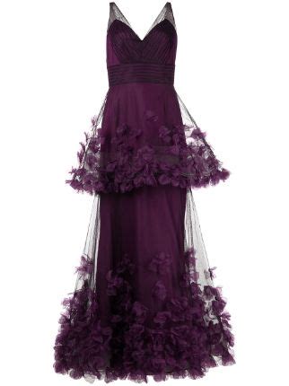 Marchesa Notte Floral Appliqu Tiered Gown Farfetch