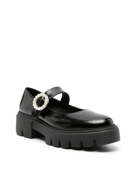 Stuart Weitzman Nolita Leather Mary Jane Loafers In Black Lyst