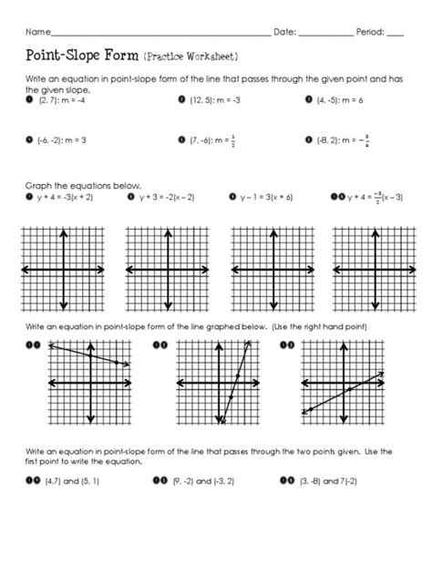 Point Slope Form Worksheet – Printable PDF Template