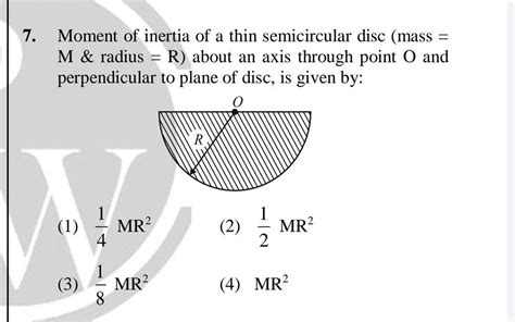 Moment of inertia of a thin semicircular disc (mass = M& radius =R ) abou..