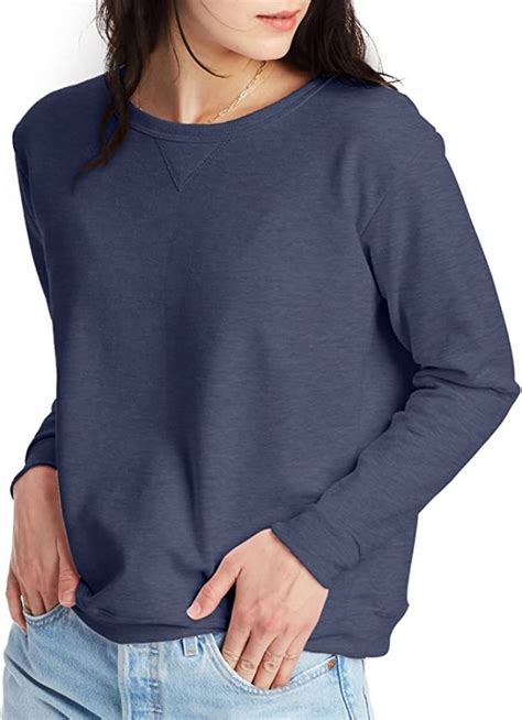 Hanes Women S Ecosmart V Notch Crewneck Sweatshirt Fleece Pullover