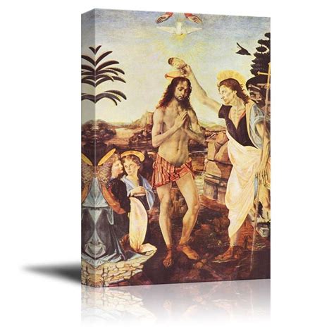 wall26 Framed Canvas Print Wall Art The Baptism of Christ by Leonardo ...