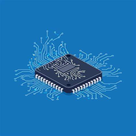 computer chip  detailed circuit design   flat style showcasing