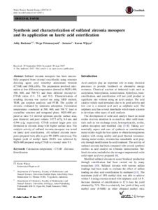 Synthesis And Characterization Of Sulfated Zirconia Mesopore And Its