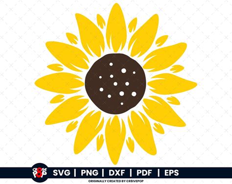 Sunflowers Svg Sunflower Clipart Sunflower Cut File Sunflower Cricut Sunflower Vector Half