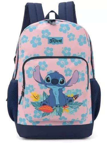 Mochila De Costas Stitch Lilo Estampa Floral Rosa Original