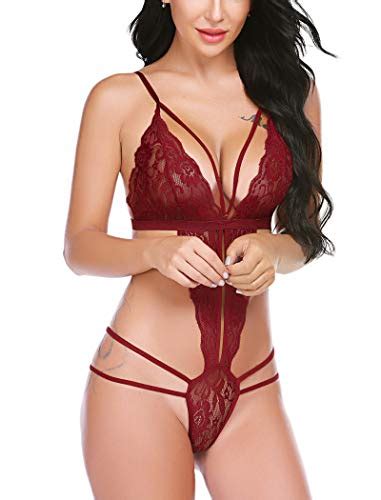 Avidlove Women Deep V Lingerie Teddy One Piece Bodysuit Lace Babydoll