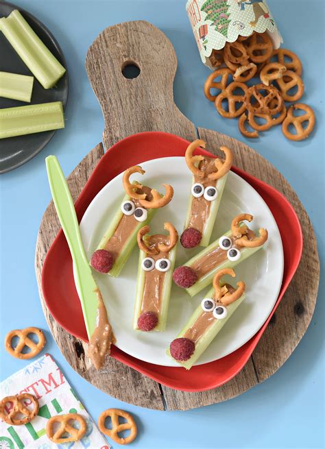 Peanut Butter Celery Reindeer Sticks - Fork and Beans