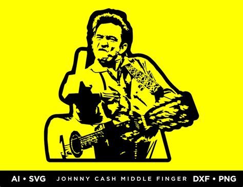 Johnny Cash Middle Finger Minimal Etsy