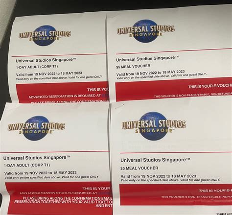 Universal Studios Singapore Tickets With Meal Vouchers Each Uss