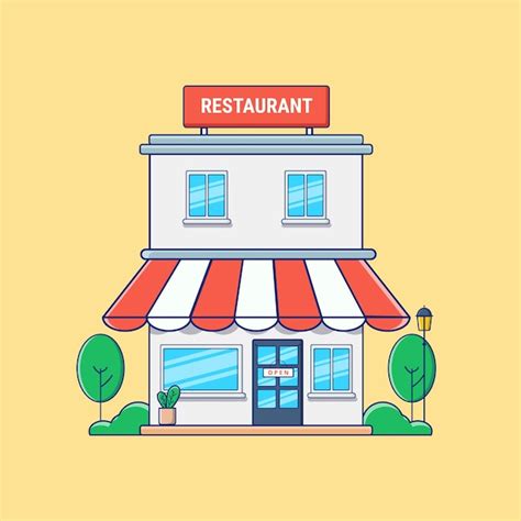 Restaurante Tienda Ilustraci N Plana Vector Con Rbol Vector Premium