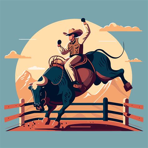 Bull Riding Cowboy 18973747 Vector Art at Vecteezy