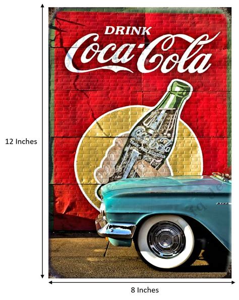 Uniq Designs Metal Coke Tin Sign Drink Coca Cola Wall Decor Retro