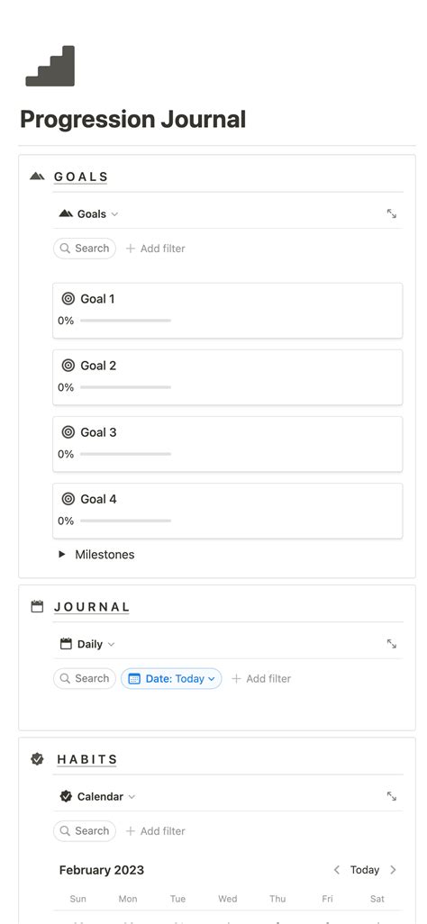 Notion Template Gallery The Progression Journal