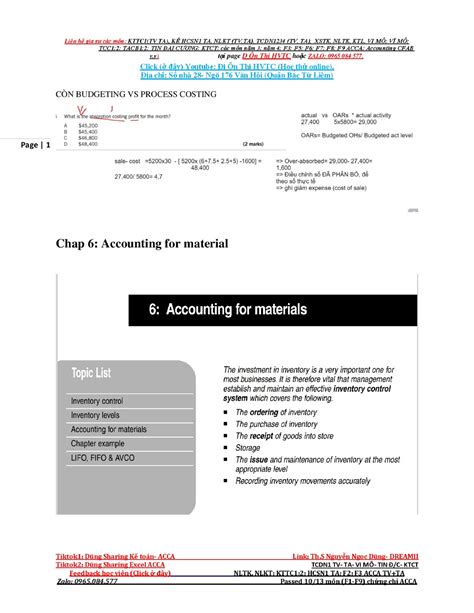 F2 P2 Accounting FOR Material Labour AND OHs Acca Management