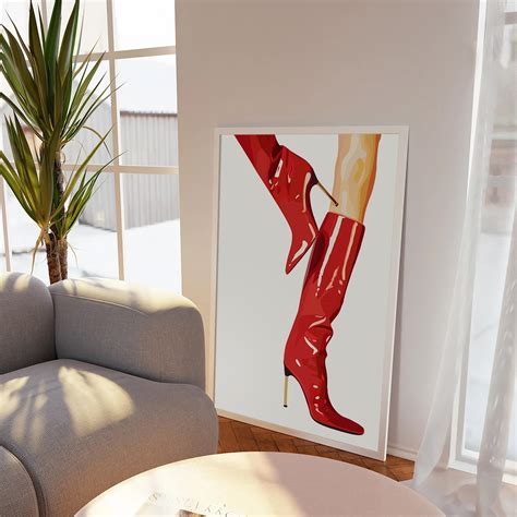 Red Boots Poster Trendy Red Boots Retro Print Preppy Room - Etsy