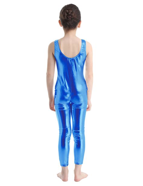 Yartina Girls Metallic Dance Sport Leotard Sleeveless Gymnastic Unitard