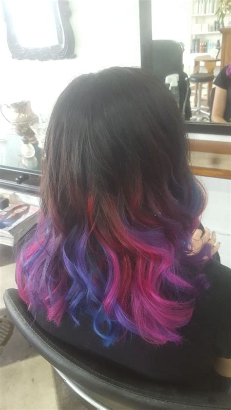 Pink blue and purple ombre hair | Purple ombre hair, Blue hombre hair ...