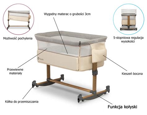 Lionelo Leonie Beige Sand Łóżeczko dostawne 3 w 1 + kołyska + Torba ...