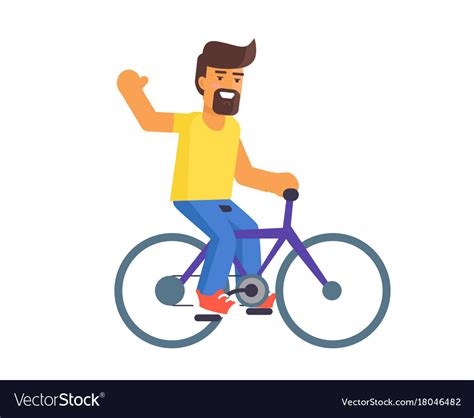 Bearded man riding on bike Royalty Free Vector Image