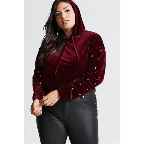 Forever21 Plus Size Velvet Crop Hoodie 23 Liked On Polyvore