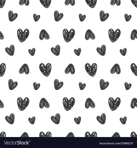 Hand Drawn Hearts Seamless Pattern Royalty Free Vector Image