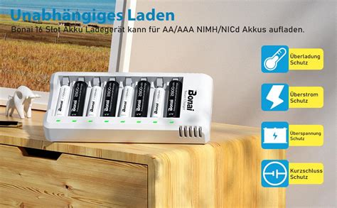 BONAI Batterijlader 8 Slots LED Batterijlader Voor AA AAA Ni MH Ni CD