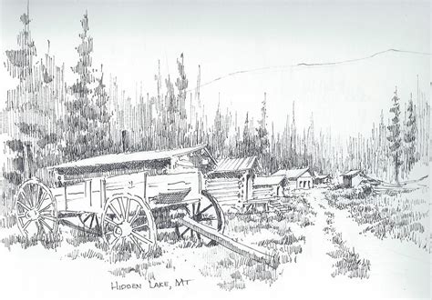 Hidden Lake Ghost Town Montana Drawing By Kevin Heaney Fine Art America