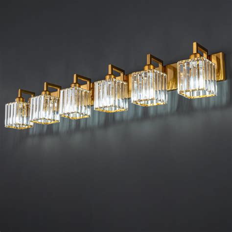 ZHLWIN Modern Crystal Bathroom Vanity Light, 6-Lights Gold Brushed ...