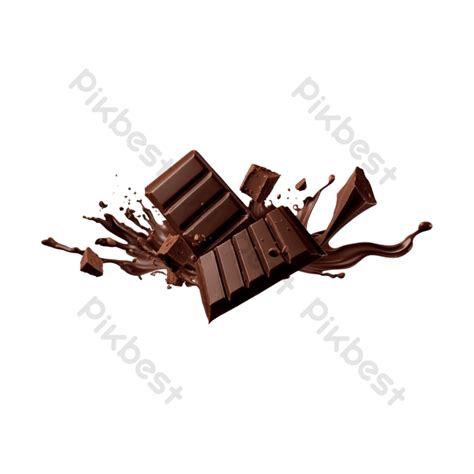 Chocolate Cubes Pieces Flying With One Splashing Isolated Png Png