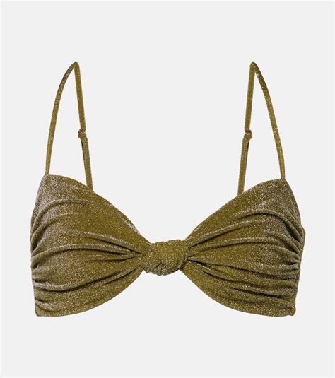 Johanna Ortiz Heliconia Glittered Bikini Top In Rainforest Green ModeSens