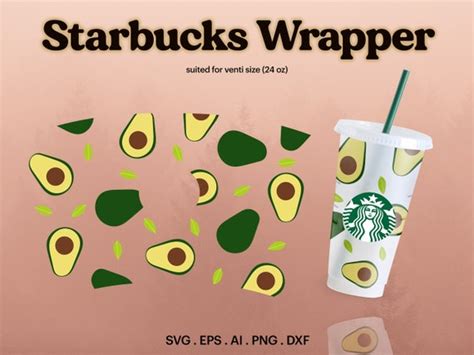 Avocado Starbucks Wrapper Svg Avocado Seamless Starbucks Etsy