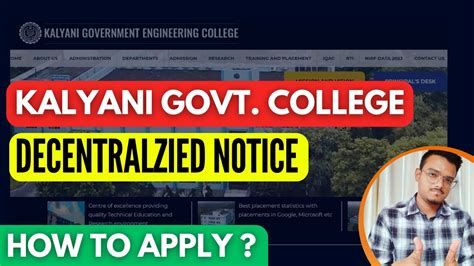 How To Apply Kalyani Government College Decentralized Counselling