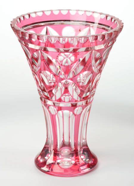 A Bohemian Cranberry Cut To Clear Glass Vase Late 19thearly 20th Lot 62267 Heritage Auctions