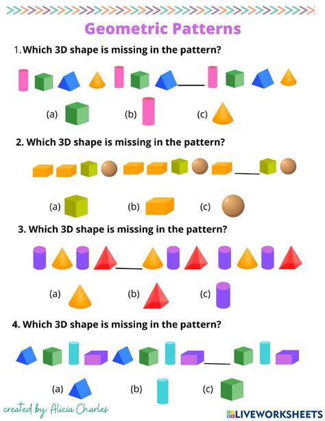 Worksheet | Growing Geometric Patterns | Draw the missing figure ...