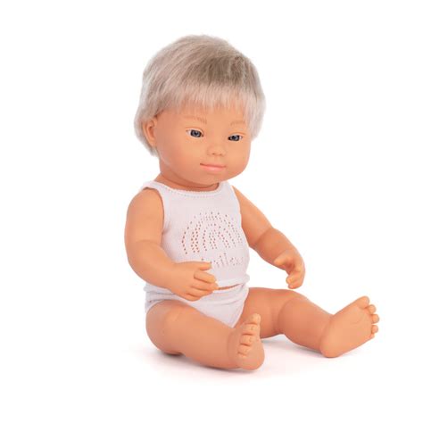 Baby Doll Caucasian Boy with Down Syndrome 38 cm | miniland teach&play