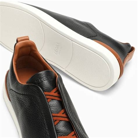 Ermenegildo Zegna Zegna Black Leather Triple Stitch Sneakers Grailed