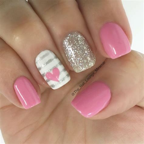 Valentines Hearts Glitter Nail Art Design Heart Nail Designs Heart